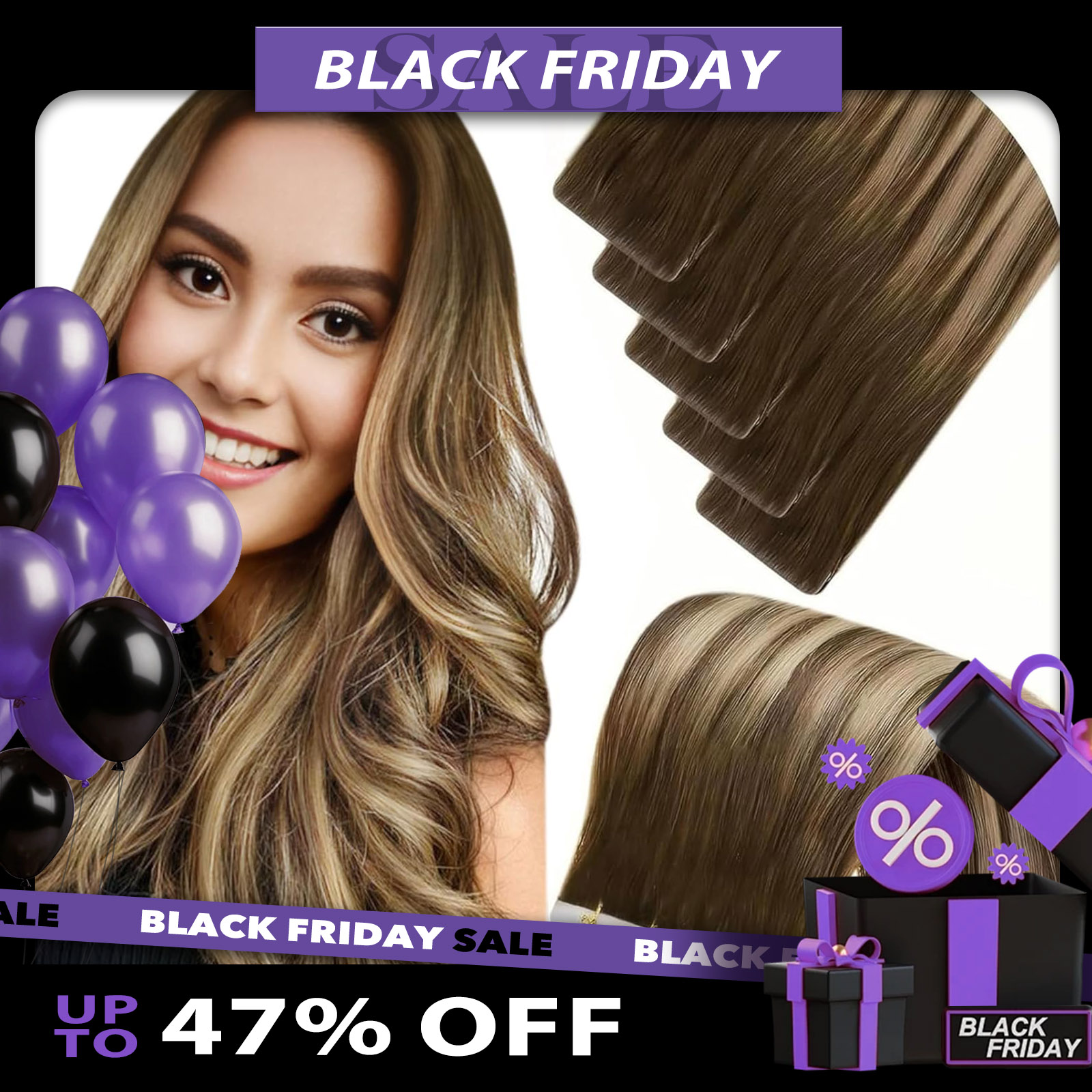 Invisible Tape In Extensions Real Hair - LaaVoo Fita de injeção invisível na